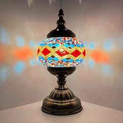 Marrakech Turkish Moroccan Handmade Mosaic Table Desk Bedside Lamp Unique Vintage Stained Glass Night Lamp Decorative Tiffany Lamp for Living Room (4)