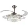 42inch Crystal Chandelier Ceiling Light LED - 4 Acrylic Automatic Retractable Crystal Fan Blade Ceiling Lamp for Living Room/Dining Room/Hall (Silver)
