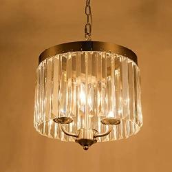 Modern Crystal Chandelier Ceiling Pendant Lighting Fixture, 11.81 inches Brushed Nickel Crystal Ceiling Pendant Lighting for Living Room Kitchen