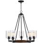 Garamond Bronze Wood Wagon Wheel Chandelier 26 3/4'' Wide Rustic Farmhouse Clear Glass 5-Light Fixture for Dining Room House Foyer Kitchen Island Entryway Bedroom Living Room - Franklin Iron Works