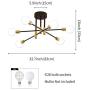 Sputnik Chandelier Mid Century Modern Nordic E26 LED Pendant Lighting Edison 4/6/8 Lights Chandeliers Ceiling Light Fixture Black Light for Living Room,Kitchen,Bedroom,Dining Room