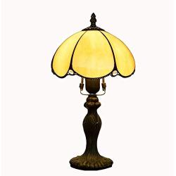 LILICEN HYF European Retro Table Lamp Simple Table Lamp Creative Tiffany Color Glass Living Room Dining Room Bedroom Bedside Table Lamp Yellow Table Lamp Indoor Tiffany Style