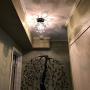 Semi Flush Mount Ceiling Light Fixture, Antique Black Metal Crystal Chandelier Lamp, Indoor Lighting for Bathroom Fixture Foyer Ceiling Fixture Hallway Lighting Fixture