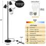 QiMH Floor Lamps for Living Room,65''Tall Reading Standing Lamp with Adjustable Arms, Modern Floor Lamps for Bedrooms with 3 Light Bulbs (Black)