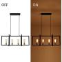Heircido 4 Lights Modern Ceiling Light Fixture, Rectangle Ceiling Light Pendant Hanging Lights Industrial Chandelier Farmhouse Pendant Lighting for Kitchen Island, Matte Black