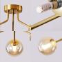 Sputnik Chandelier Ceiling Mounted Light Fixtures Modern Cognac Glass Globe G9 Bulb Lamp (Gold, 3-Light)