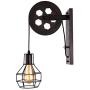 BAYCHEER 1 Light Wall Sconce Keyed Socket Pulley LED Industrial Wall Sconces Retro Wall Lights Fixture for Indoor Lighting Barn Restaurant in Rust Finished