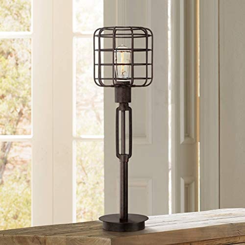 Industrial Modern Desk Table Lamp Bronze Cage Shade Antique Edison Style Bulb for Living Room Family Bedroom Office - Franklin Iron Works
