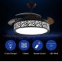 Fandian 42In Modern Ceiling Fan with Lights Remote Control Pendant Chandelier Fixtures LED Lighting Silent Retractable Blades 3 Light Colors, 3 Light Changing, Black Bird Nest Lamp for Living room, Bedroom