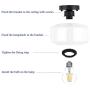 Semi Flush Mount Ceiling Light, Matte Black Ceiling Light Fixture with Seeded Glass for Entryway, Hallway, Dining Room, Cafe, Bar, Corridor, Passway