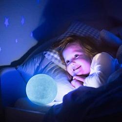 RENOOK 3.15'' Moon Lamp for Kids with Metal Stand, Timer Remote Control, 16 Colors 5 Brightness, Night Light