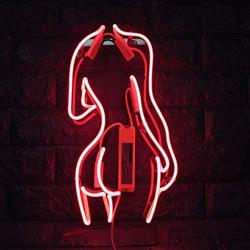 Neon Signs 16X8.5inches Glass Neon Pink Lady Back Wall Sign for Room Light, Wall Art, Bedroom Decorations, Home Accessories, Party, and Holiday Decor
