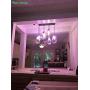FM-24 Vintage 8-Lights Island Cognac Glass Cluster Pendant Chandelier Antique Black Finish Glass Ceiling Lights for Dining Room, Cafe, Bar