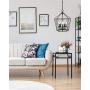 EAPUDUN Farmhouse Lantern Chandelier, 5-Light Metal Adjustable Height Industrial Square Pendant Light for Living Room,Kitchen Lsland,Hallway Foyer Hanging Ceiling Lighting, PDA1274-MBK