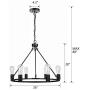 Homenovo Lighting 6-Light Wagon Wheel Chandelier, Matte Black
