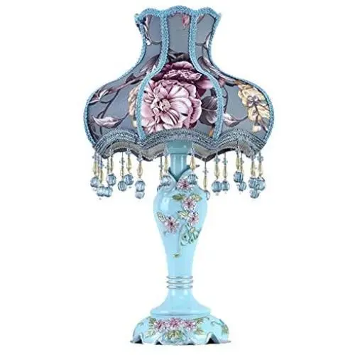 Decorative Table Lamp, Hotel Cafe Bar Lighting Household Living Room Bedside Lamp for Study Desk Reading Lamp with Lampshade,Blue