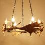 Vintage Antlers Chandelier, Faux Hand-Polished Resin Deer Horn, 6 Candle Pendant Lighting Fixtures for Farmhouse, Kitchen Island, Foyer, Bedrooms 6-Light Stag Antler Chandeliers Lights