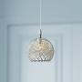 Chrome Mini Pendant Light 4 1/2'' Wide Modern Globe Clear Swirl Wire Glass Fixture for Kitchen Island Dining Room - Possini Euro Design