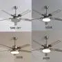 52'' Indoor 5-Blades Ceiling Fan LED Light with Remote Control Modern Stainless Steel Blades Chandelier Ceiling Fan Brushed Nickel Ceiling Fan For Living Room Ceiling Fan With Light For Bedroom