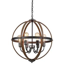 Riomasee Orb Chandeliers 6-Light Rustic Farmhouse Chandelier Lighting Stardust Finish Dining Room Lighting Fixtures Hanging for Foyer,Dining,Living Room