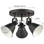 EUL Multi-Directional Ceiling Spot Light,Adjustable Round Track Lighting,Semi Flush Mount Matte Black-3 Light