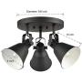 EUL Multi-Directional Ceiling Spot Light,Adjustable Round Track Lighting,Semi Flush Mount Matte Black-3 Light