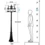 CINOTON Outdoor Lamp Post Light, 3-Head Surface-Mount Post Waterproof Outside Pole Light Aluminum, Black Birdcage Design Outdoor Street Light Pole Lamp Triple-Head for Backyard, Patio, Garden, Walkway