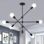 Ganeed Sputnik Chandelier,6 Lights Modern Pendant Light,Industrial Vintage Black Flush Mount Ceiling Light Fixtures for Dining Room Kitchen Island Bedroom