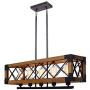 KOSTOMO Wood Kitchen Island Lighting Farmhouse Pendant Dining Room Chandelier Hanging Fixture Ceiling Light 5 E26 Lights