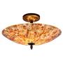 Tiffany Ceiling Fixture, Artzone Handcrafted Tiffany Ceiling Lamp, Stain Glass Flush Ceiling Lamps for Foyer, Living Room, Dining Room, Bedroom, Bathroom - 16'' Natural Shell Lampshade