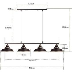 Industrial Pendant Lighting Kitchen Island Light Oil Rubbed Bronze Finish with Highlights Rustic Island Lighting Modern Chandelier 4-Light