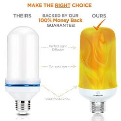 LED Flame Effect Light Bulb: E26 Standard Base Flame Bulb - Upside Down Effect - 3W - 200 Lumen - Energy Efficient Flickering Fire Lights for Indoor/Outdoor Use - 1 Pack