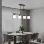 4-Light Modern Chandelier Island Lighting, Black Pendant Lighting Fixture with Frosted Glass Shade for Kitchen Island Living Room Dining Room