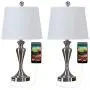 Falflor Table Lamps Set of 2 Vantage Nightstand Lamps with USB Charge Port for Bedroom Guest Room Dining Room