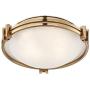 Deco Modern Ceiling Light Flush Mount Fixture Warm Brass 12 3/4'' Wide Satin White Glass Bowl for Bedroom Kitchen Living Room Hallway Bathroom - Possini Euro Design