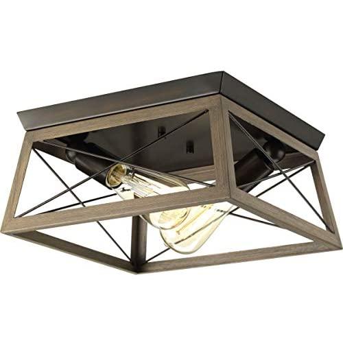 Briarwood Collection Antique Bronze Two-Light Farmhouse Flush Mount Ceiling Light