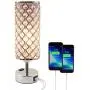 Dimmable Table Touch Lamp with 2 USB Charging Ports, AC Outlet, and Bulb, Decorative Crystal Bedside Light, Cute Modern Desk Lamps for Bedroom, Living Room, Bed Side, Guest Room, and Home Office Dimmable Table Touch Lamp with 2 USB Charging Ports, AC Outlet, and Bulb, Decorative Crystal Bedside Light, Cute Modern Desk Lamps for Bedroom, Living Room, Bed Side, Guest Room, and Home Office