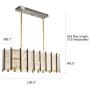 SILJOY Modern Rectangle Chandeliers Dining Room 4 Lights Gold Pendant Lamp Flush Mount Iron Fence Ceiling Light Fixture, L 30.3'' x W 9.1'' x H 8.3''