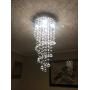 Elegant Spiral Crystal Chandelier Lighting, A1A9 Clear K9 Crystal Raindrop LED Ceiling Lights Chrome Flush Mount Pendant Light Fixture for Livingroom Dining Room Hallway Stairway Foyer (D16 H31)
