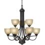 Bennington Italian Bronze Chandelier 28 1/4'' Wide Modern Antique Amber Glass Scroll Arm 9-Light Fixture for Dining Room House Foyer Kitchen Island Entryway Bedroom Living Room - Franklin Iron Works