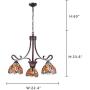 Capulina Tiffany Dining Room Light 3-Light Stained Glass Chandeliers Hanging Light Red Dragonfly Dining Table Lights Vintage Style Chandelier Kitchen Lighting