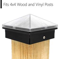 Davinci Pyramid Solar Post Cap Lights - Outdoor Lighting for 4x4 Wooden and Vinyl Posts - Bright Warm White LEDs - Slate Black (4 Pack)