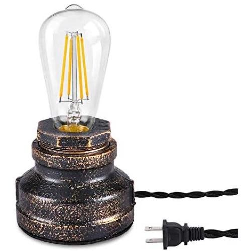 Vintage Touch Table Lamp, 3-Way Dimmable Industrial Wrought Iron Desk Lamp, Bedside Nightstand Steampunk Accent Lamp, Retro Small Antique Light Fixture for Bedroom, Living Room, Guest Room, Church