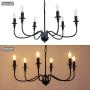 6 Lights Black Chandelier ,Wrought Iron Farmhouse Chandelier Candle Rustic Hanging Pendant Light Fixtures for Dining Room,Bedroom, Kitchen, Bathroom,Living Room,Breakfast Nook