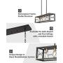 EAPUDUN 5-Light Kitchen Island Lighting, Modern Linear Pendant Light Fixture, Metal Farmhouse Chandeliers for Dinning Room Living Room, Matte Black Finish, PDA1273-MBK