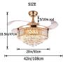 SenHome 42inch Crystal Ceiling Fan Light LED Chandelier Crystal Acrylic Retractable Blade Ceiling Lamp Rose Gold Chandelier Fan for Living Room/Dining Room/Hall
