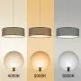 Modern Fabric Pendant Light, 15'' Classic 3-Light Drum Ceiling Chandelier, Grey Drum Shade, Round Frosted Plastic Diffuser, 3 Bulb, E26
