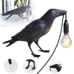 Crow Table Lamp,Bird Table Lamps Artificial Bird Shaped Table Lamp Bedroom Resin Crow Desk Lamp Bedside Light for Bedroom,Bedside,Living Room,Corridor (Black)