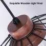 Farmhouse Wire Cage Pendant Light Black Caged Pendant Light Fixture for Kitchen Island Coastal Metal Hanging Light Rustic Wood Final for Christmas Gift,Hallway,Dining Room,Balcony,Garage,Basement