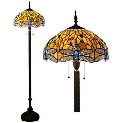 Tiffany Style Dragonfly Floor Lamps，16 Inch Stained Glass Shade Floor Lights Zipper Switch Decoration Reading Lamps for Living Room/Bedroom/Office, E27 110v, 240v (Design : 1)